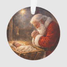 Santa Arrodillado en la Natividad del Pesebre