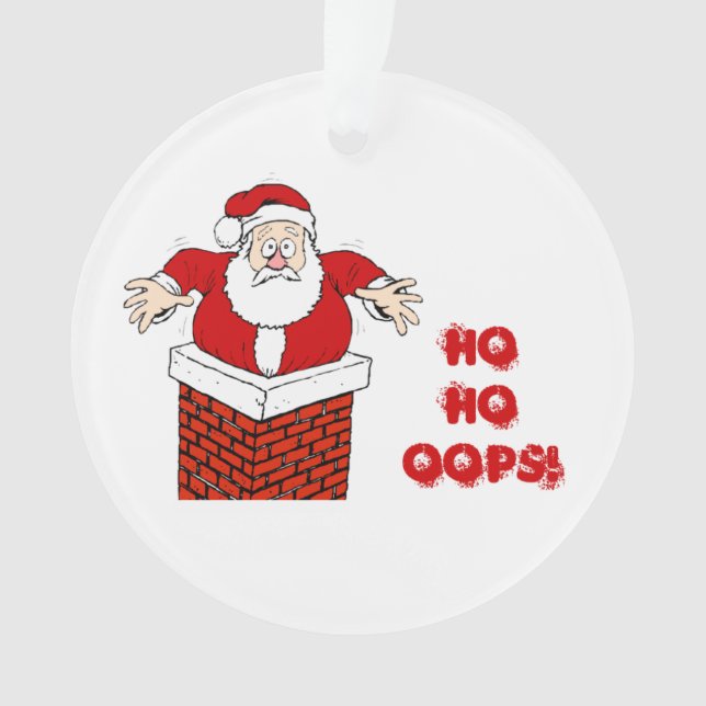Adorno Santa Atascado en Chimenea Ho Ho ¡Ups! (Anverso)
