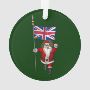 Adorno Santa Claus Con Bandera De La Unión Del Reino Uni