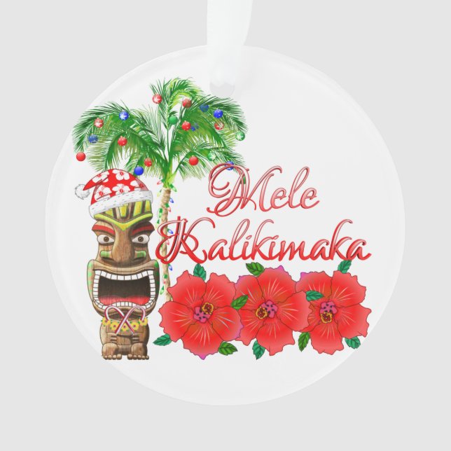 Adorno Santa Claus Tiki Mele Kalikimaka (Anverso)