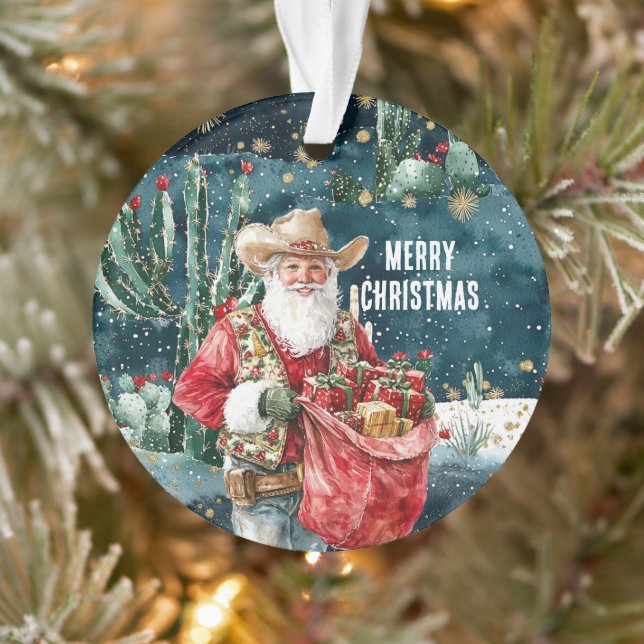 Adorno Santa Claus Western Cowboy Christmas (Árbol)