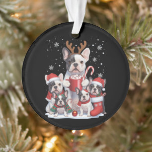 Adorno Santa divertido perros Bulldog Francés Navidad Xma