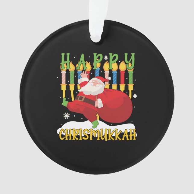 Adorno Santa Happy Chrismukkah Funny Hanukkah Navidades (Anverso)