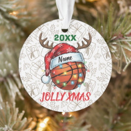 Adorno Santa Hat Basketball Reindeer Christmas Fun Sport