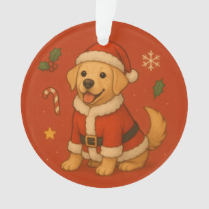 Adorno Santa Labrador Retriever Perro Navideño Lindo