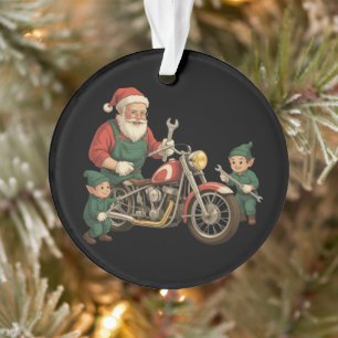 Adorno Santa mecánico divertido de biker retro Navidad