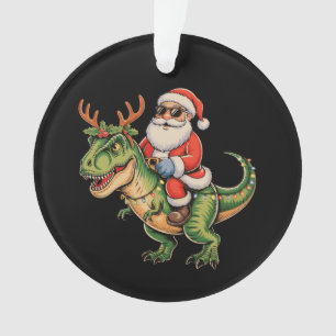 Adorno Santa montando dinosaurio T Rex Navidad Retro Xmas