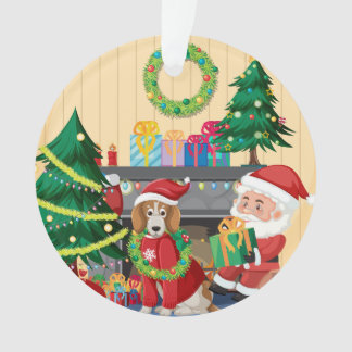 Adorno Santa & Perro junto a la Chimenea – Navidad Acoged