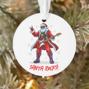 Adorno ¡Santa Rocks! Gracioso Santa Claus tocando la guit