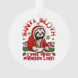 Adorno Santa Sloth bebiendo café