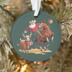 Adorno Santa Vaquero Occidental Rodeo de Navidad Caballo 