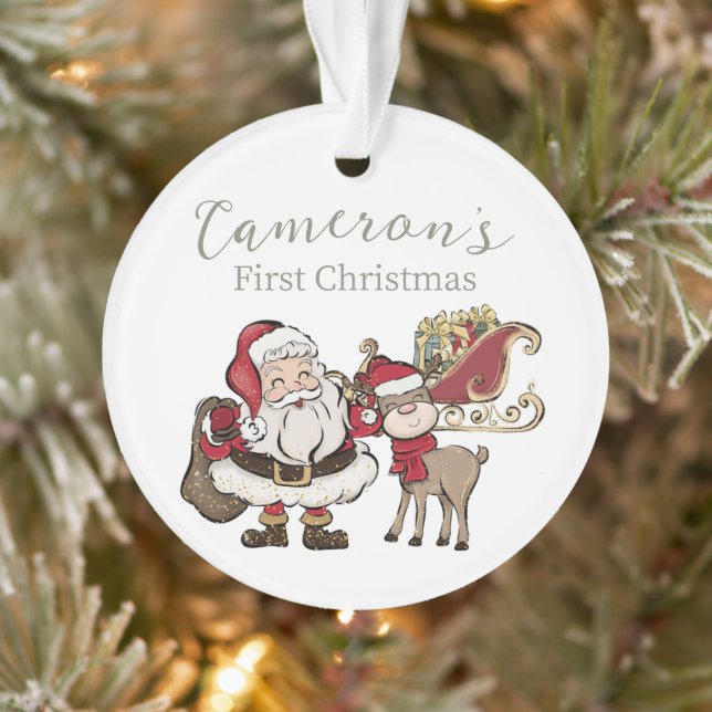 Adorno Santa y Rudolph primera foto de Personalizado navi (Árbol)