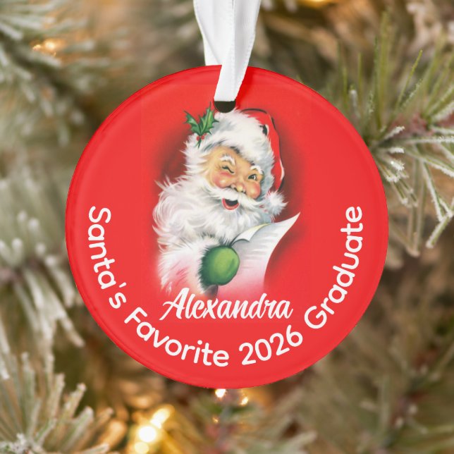 Adorno Santa's Favorite Custom Class of 2026 Graduate (Árbol)
