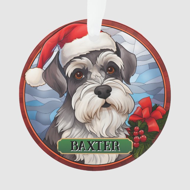 Adorno Schnauzer en miniatura personalizada de vidrio con (Anverso)