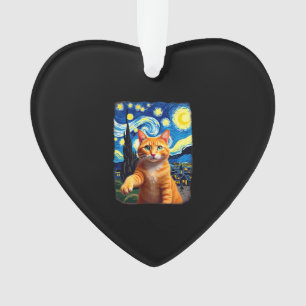 Adorno Selfie de gato naranja La noche estrellada Mamá ga