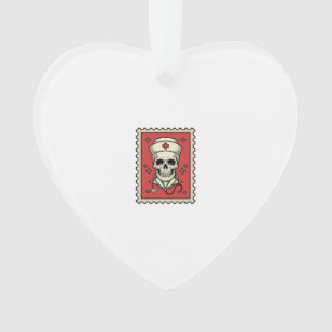 Adorno Sello divertido de enfermera calavera retro_1