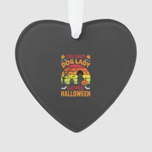 Adorno Señora Perro Loco Ama Diseño Antiguo de Halloween