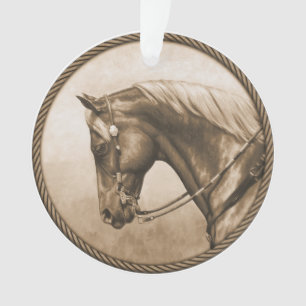 Adorno Sepia antigua foto de caballo de Rancho Occidental