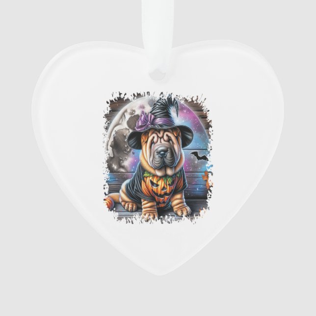 Adorno Shar Pei Dog Halloween Square (Anverso)