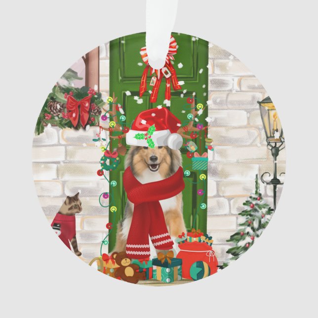 Adorno Sheltie Dog Navidades (Anverso)