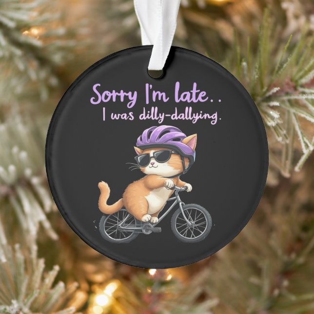 Adorno Siento llegar tarde, Dilly Dallying Witty Cat (Árbol)