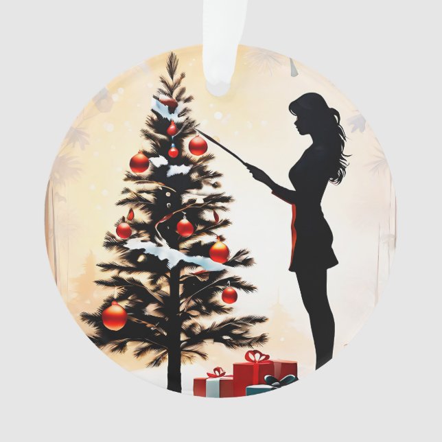 Adorno Silhouette femenina con árbol de Navidad adornado (Anverso)