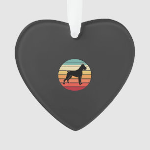 Adorno Silueta de perro boxeador vintage retro al atardec