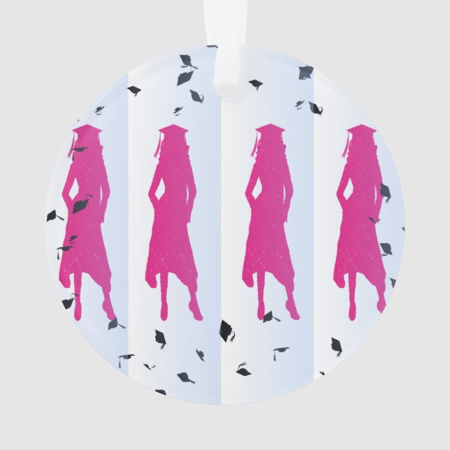 Adorno Siluetas rosadas y azules del graduado (Reverso)