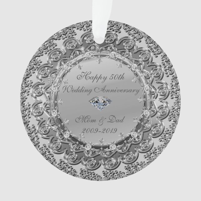 Adorno Silver Floral Diamante 50° Aniversario Boda (Anverso)
