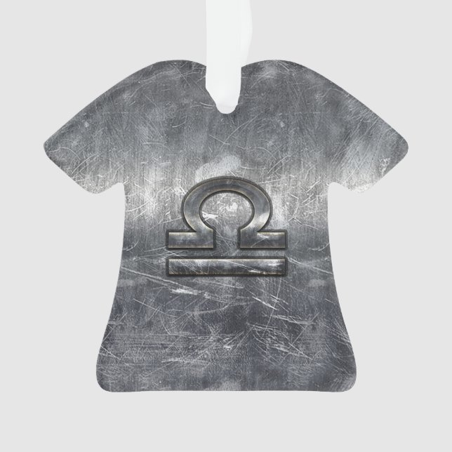 Adorno Simbol libra zodiaco estilo acero plateado (Anverso)