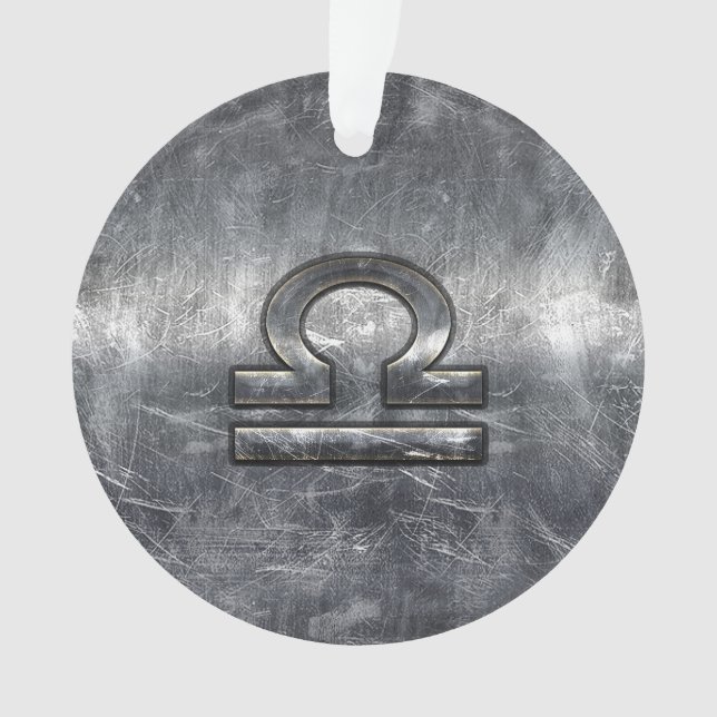 Adorno Simbol libra zodiaco estilo acero plateado (Anverso)