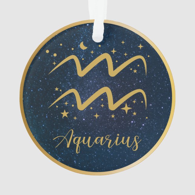 Adorno Símbolo Aquarius zodiac estrellas de oro personali (Reverso)