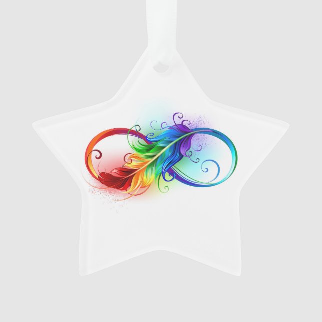 Adorno Símbolo de infinito con pluma de arcoíris (Anverso)
