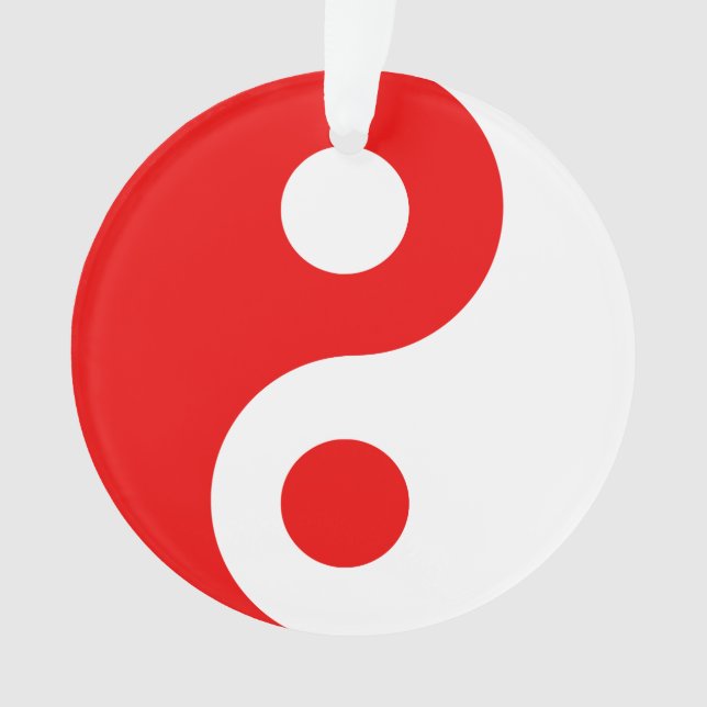 Adorno Símbolo de Yang rojo y blanco (Anverso)