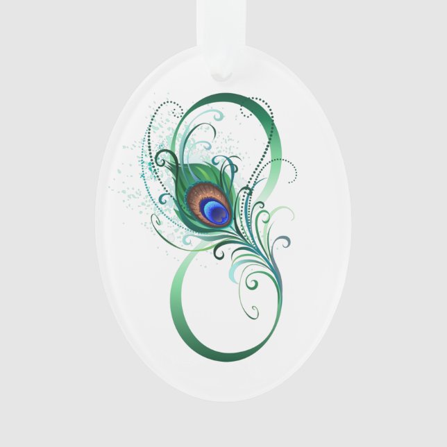 Adorno Símbolo infinito con pluma de pavo real (Anverso)