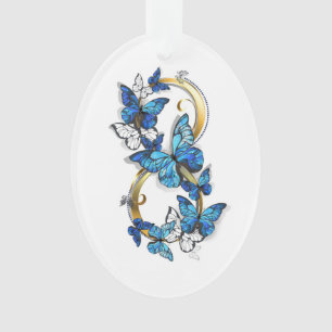 Adorno Símbolo infinito de mariposas Morpho azules
