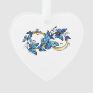 Adorno Símbolo infinito de mariposas Morpho azules