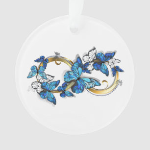 Adorno Símbolo infinito de mariposas Morpho azules