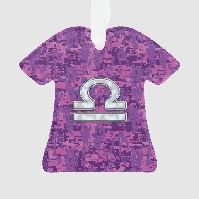 Adorno Símbolo libra zodiac fucsia camo digital rosa (Anverso)