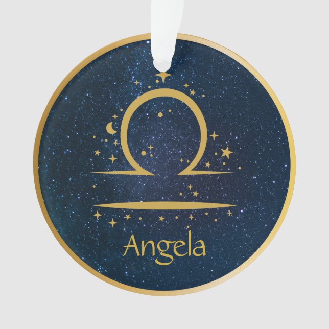 Adorno Símbolo libra zodiaco estrellas doradas cielo pers (Anverso)