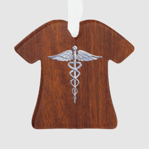 Adorno Símbolo médico Caduceo como plata Impresión de cao