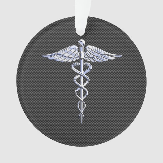 Adorno Símbolo médico Caducto plateado estilo fibra de ca (Anverso)