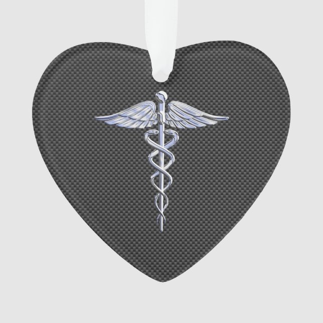 Adorno Símbolo médico Caducto plateado estilo fibra de ca (Anverso)