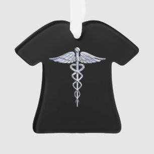 Adorno Símbolo médico cromado como Caduceus
