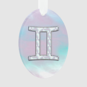 Adorno Símbolo nacarado del zodiaco de los géminis