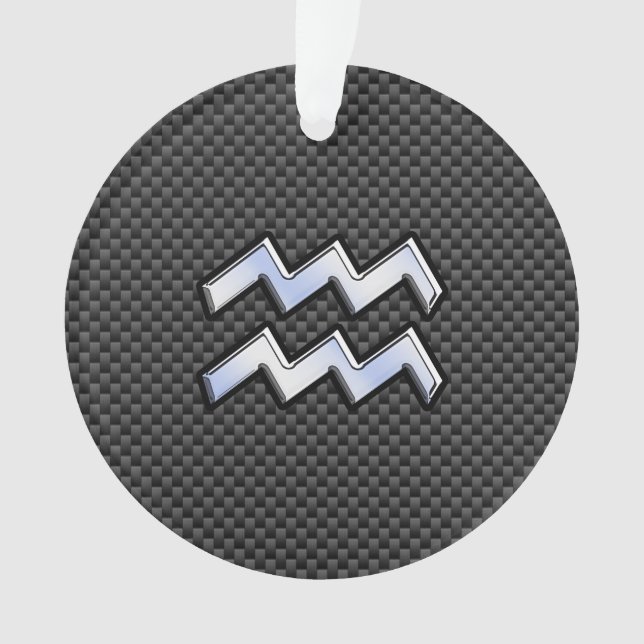 Adorno Símbolo plateado acuario zodiaco estilo fibra de c (Anverso)