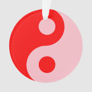 Adorno Símbolo Yin Yang Rojo y Rosa