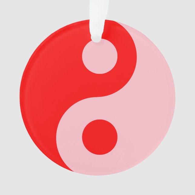 Adorno Símbolo Yin Yang Rojo y Rosa (Anverso)