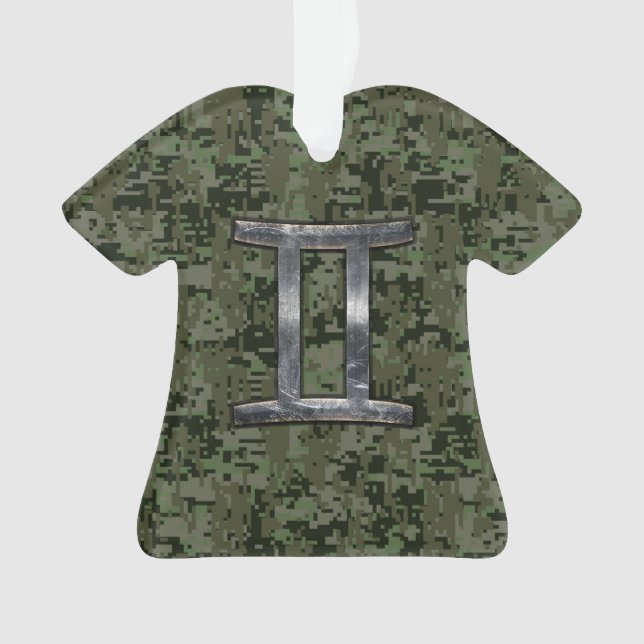 Adorno Símbolo zodiaco gemini sobre el camo digital verde (Anverso)