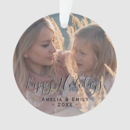 Adorno Simple Happy Holidays Script Full Photo Navidades